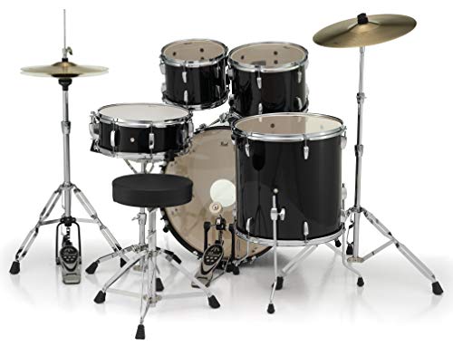 Pearl Roadshow Drum Set 5-Piece Complete Kit with Cymbals and Stands, Jet Black (RS525SC/C31)