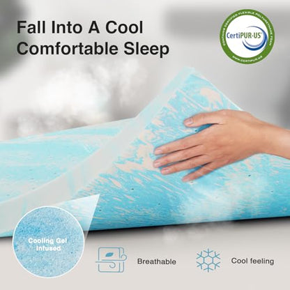 Novilla Memory Foam Mattress Topper Twin - 3 Inch Cooling Gel Infused Memory Foam | Slow-Rebound Pressure Relief | CertiPUR Certified | Comfort for Sleeper Sofa, RV, Camper, Dorm Room