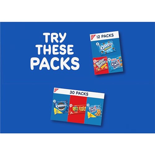 Nabisco Classic Mix Variety Pack, OREO Mini, CHIPS AHOY! Mini, Nutter Butter Bites, RITZ Bits Cheese, School Snacks, 20 - 1 oz Snack Packs