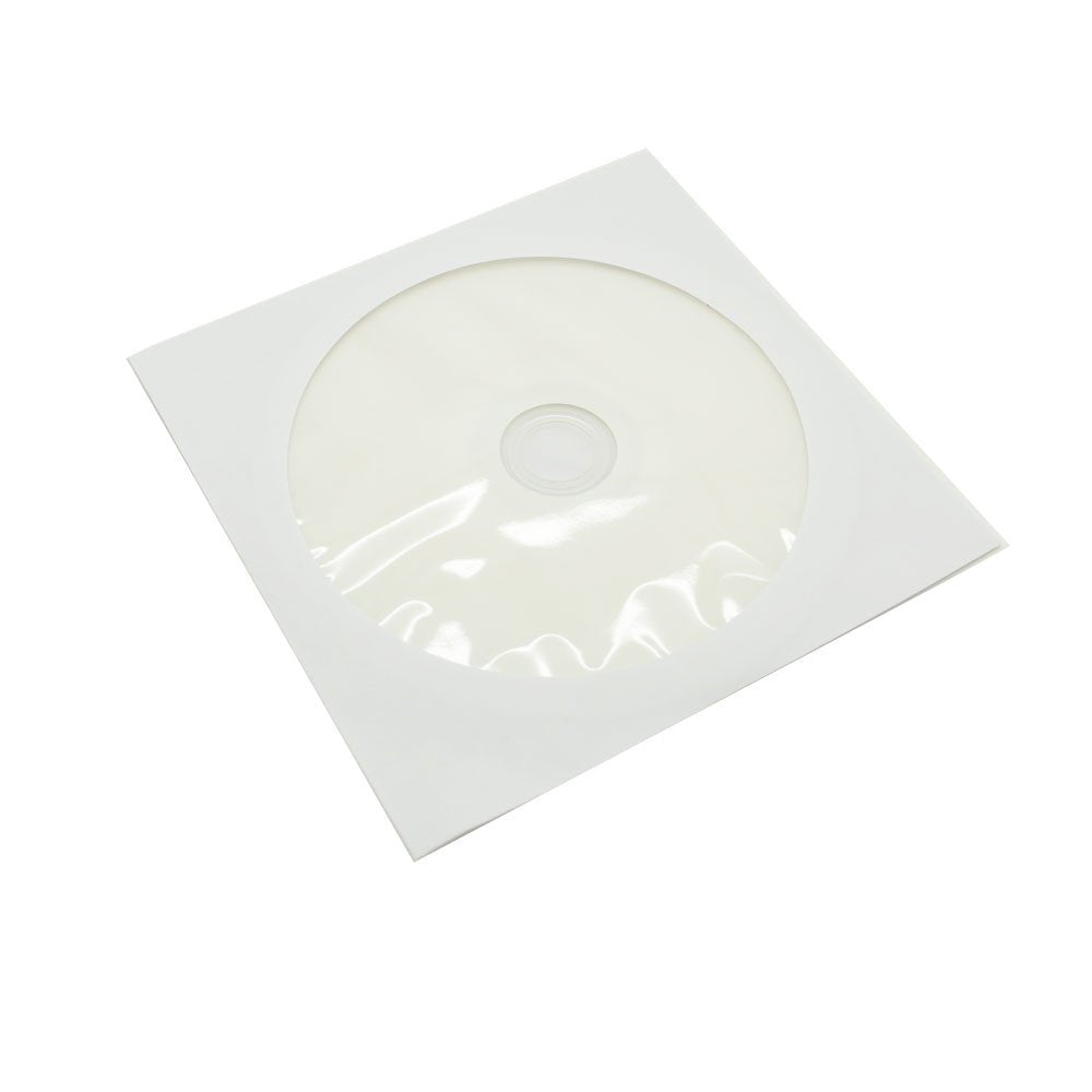 Maxtek 1,000 Pieces White Paper CD DVD Sleeves Envelope Holder with Clear Window and Flap, 80g Economy Weight.