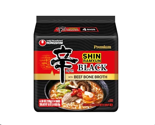 Nongshim Ramen Noodles, Gourmet Instant Ramen, Premium Microwavable Noodle Soup, Shin Black, 4.58 Ounce (Pack of 16)
