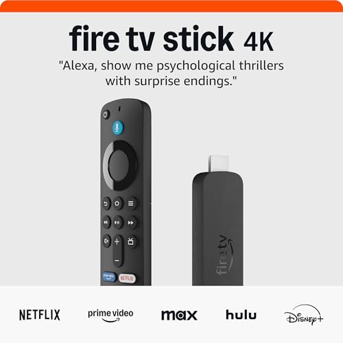 Amazon Fire TV Stick 4K (newest model) with AI-powered Fire TV Search, Wi-Fi 6, stream over 1.8 million movies and shows, free & live TV