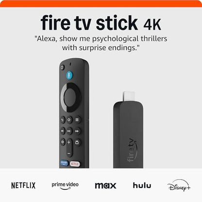 Amazon Fire TV Stick 4K (newest model) with AI-powered Fire TV Search, Wi-Fi 6, stream over 1.8 million movies and shows, free & live TV