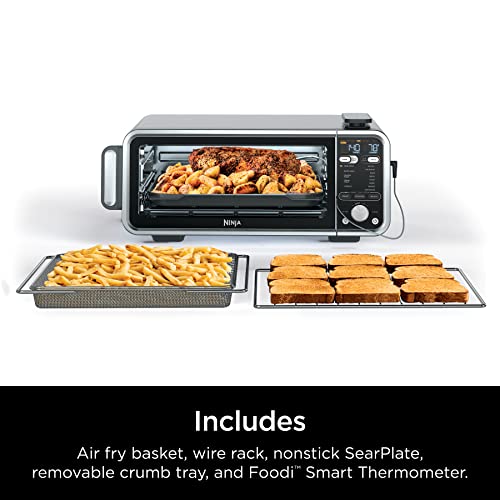 Ninja, Toaster Oven, Air Fryer, Thermometer, Toaster Oven Air Fryer Combo, Stainless Steel, Quick meals, Fries, Frozen Food, Air Fry, Dehydrate, Reheat, 13-in-1, Less Oil, Flip Away Oven, Foodi, SP351