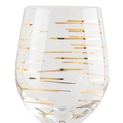 MIKASA 'Cheers' Etched Crystal White Wine Glasses, Set of 4 Large 400ml Wine Drinking Glasses, Wine Glass Set with Gold Design, Gift Boxed, Dishwasher Safe