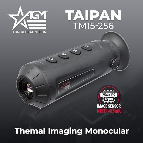 AGM Global Vision Taipan TM15-256 Thermal Imaging Monocular - 256x192 Resolution, 12μm Pixel Pitch, Video Recording 1-8x Digital Zoom Heat Vision Thermal Optic for Hunting