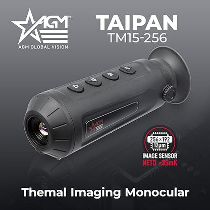 AGM Global Vision Taipan TM15-256 Thermal Imaging Monocular - 256x192 Resolution, 12μm Pixel Pitch, Video Recording 1-8x Digital Zoom Heat Vision Thermal Optic for Hunting