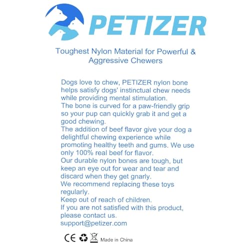 petizer Indestructible Squeaky Dog Toy for Aggressive Chewers - Durable, Natural Latex Toy for Small, Medium, Large Dogs - Blue Hippo