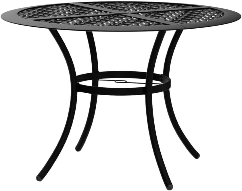 LOKATSE HOME 42.1" Outdoor Patio Round Dining Table with Umbrella Hole, Steel Frame for Backyard Lawn Balcony Deck