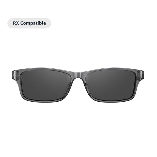 Amazon Echo Frames, an Alexa device (newest model), Smart glasses with Alexa, Modern Rectangle frames in Charcoal Gray with polarized sunglass lenses