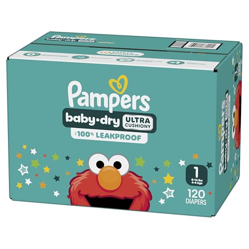Pampers Diapers - Baby Dry - Size 1, 120 Count, Absorbent Disposable Infant Diaper (Packaging May Vary)