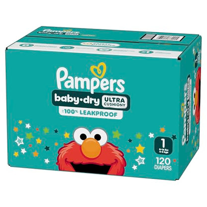 Pampers Diapers - Baby Dry - Size 1, 120 Count, Absorbent Disposable Infant Diaper (Packaging May Vary)