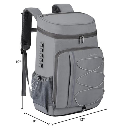 Maelstrom 35 Can Backpack Cooler Leakproof,Insulated Soft Cooler Bag,Beach / Camping Cooler,Ice Chest Backpack for Travel, Grocery Shopping,Kayaking,Fishing,Hiking,Grey