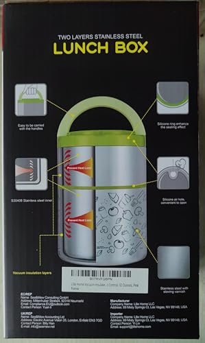 Lille Home Vacuum Insulated Stackable Stainless Steel Thermal Lunch/Snack box, 2-Tier Bento/Food Container with Lunch bag, Smart Diet, Weight Control, 32 Ounces, Pink