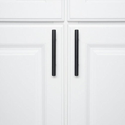 Amazon Basics Euro Bar Cabinet Handle (1/2-inch Diameter), 5.38 in Length (3 in Hole Center), Flat Black, Pack of 10, AB1500-FB-10