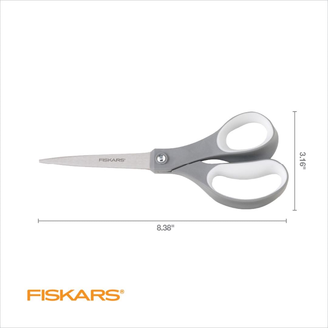 Fiskars All Purpose Scissors, High Performance Cutting, Stainless Steel Blades, Ergonomic and Comfort Handles, Perfect for Arts and Crafts and the Office, Scissors for Office