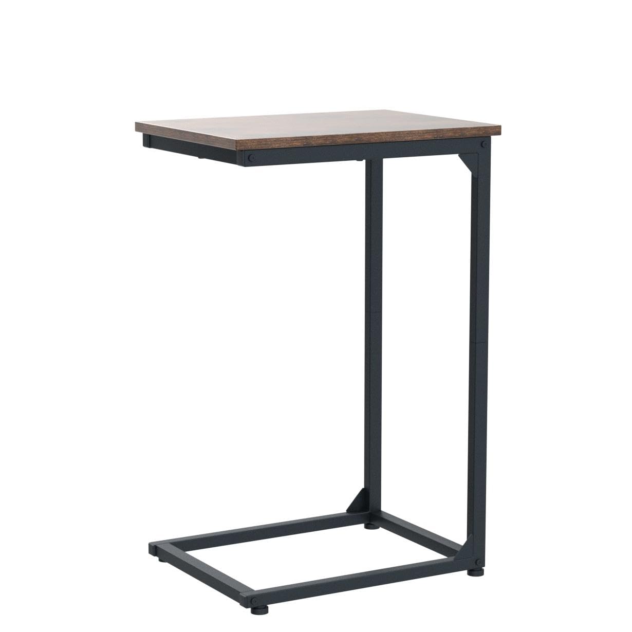 AMHANCIBLE C Shaped End Tables, TV Trays Set of 2 for Living Room, Slide Under Couch Table for Sofa, Bedroom, Small Space, Rustic Brown HET02CBR