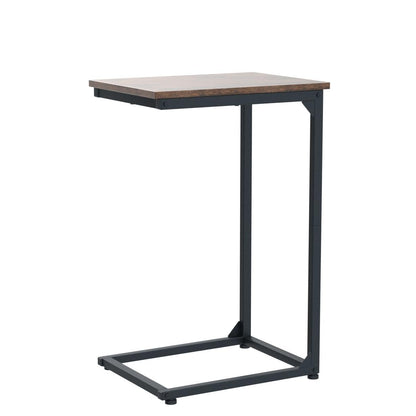 AMHANCIBLE C Shaped End Tables, TV Trays Set of 2 for Living Room, Slide Under Couch Table for Sofa, Bedroom, Small Space, Rustic Brown HET02CBR