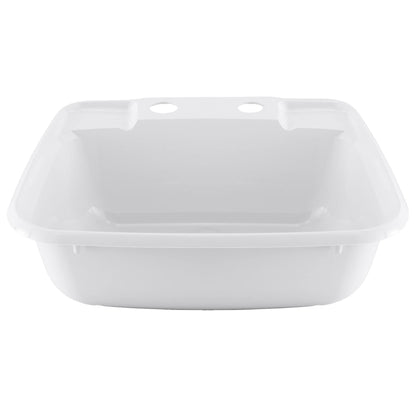RecPro Rectangle RV Bathroom Sink | Single Bowl Lavatory Sink | Camper Basin | Plastic (White)