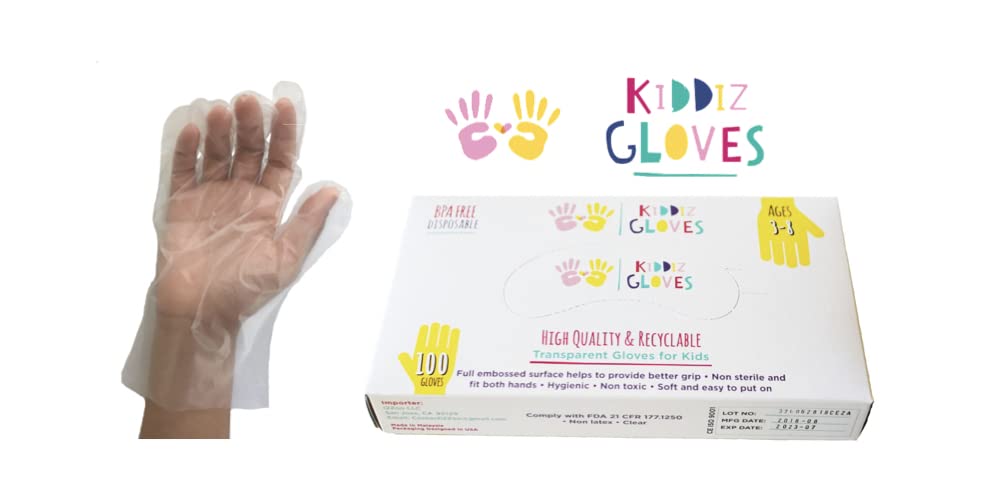 Kiddiz Gloves: Eco-friendly Disposable Gloves for Kids Ages 3 - 8 (100 count)