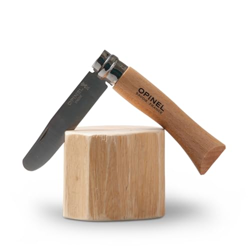 Opinel My First Opinel No.7, Stainless Steel Children’s Folding Knife with Safety Rounded Tip, Virobloc Locking Collar, Made in France (Natural)