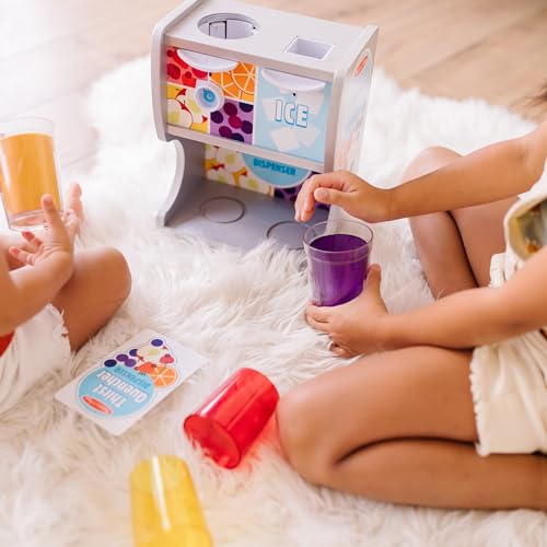 Melissa & Doug Wooden Thirst Quencher Drink Dispenser With Cups, Juice Inserts, Ice Cubes - FSC Certified