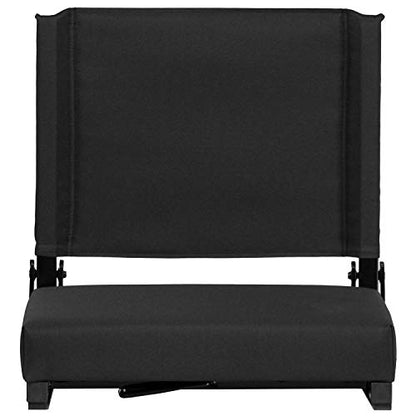 Flash Furniture Grandstand Portable Stadium Seat for Bleachers or Benches, Folding Padded Stadium Chair with Carrying Handle, 500 lb. Weight Capacity, Black