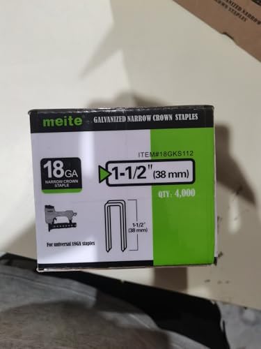 meite 18 Gauge 1/4-Inch Narrow Crown Staples, 1-1/2-Inch Length Galvanized Staples for Heavy Duty and Upholstery (4,000 Counts)