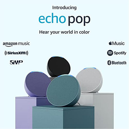 Amazon Echo Pop (newest model), Our smallest Alexa speaker, Fits in any room, Midnight Teal