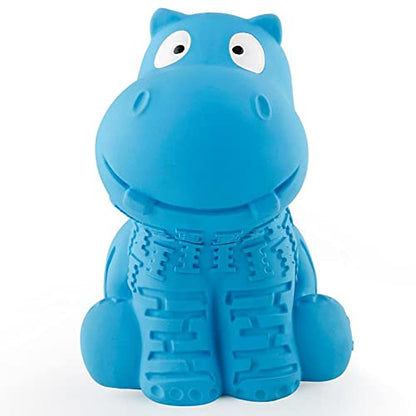 petizer Indestructible Squeaky Dog Toy for Aggressive Chewers - Durable, Natural Latex Toy for Small, Medium, Large Dogs - Blue Hippo