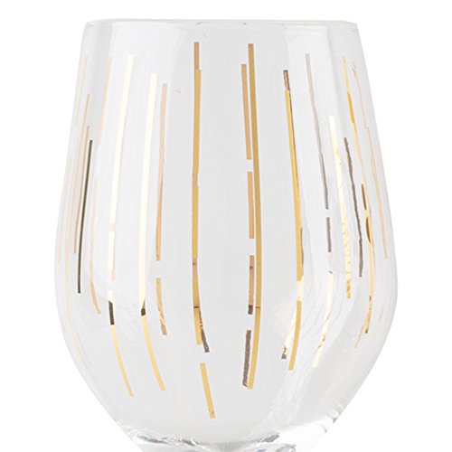 MIKASA 'Cheers' Etched Crystal White Wine Glasses, Set of 4 Large 400ml Wine Drinking Glasses, Wine Glass Set with Gold Design, Gift Boxed, Dishwasher Safe