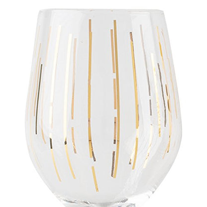 MIKASA 'Cheers' Etched Crystal White Wine Glasses, Set of 4 Large 400ml Wine Drinking Glasses, Wine Glass Set with Gold Design, Gift Boxed, Dishwasher Safe