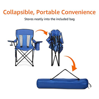 Amazon Basics Camping Chair, Large, Mesh Back, Blue