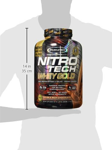 Muscletech Whey Protein Powder (Double Rich Chocolate, 5LB) - Nitro-Tech Whey Protein Isolate Smoothie Mix for Lean Muscle & Recovery - 24g of Whey Gold Protein for Women & Men - Packaging May Vary