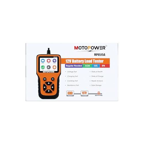 MOTOPOWER MP0515A 12V Car Battery Tester Automotive 100-2000 CCA Battery Load Tester Auto Cranking and Charging System Tester