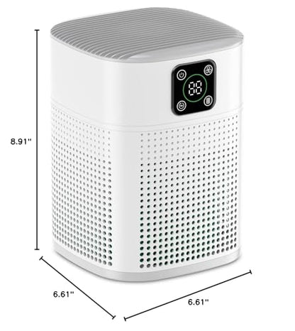 Air Purifiers for Bedroom, Honeyuan H13 HEPA Air Purifier for Home Large Room 600 sqft, Air purifiers with 360°Air Intake, 3 Fan Speeds, 3-Stage Filtration, White