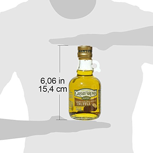 Mantova Grand’Aroma Truffle Flavored Extra Virgin Olive Oil, made in Italy, cold-pressed, 100% natural, heart-healthy cooking oil perfect for salad dressing, pasta, garlic bread, meats, or pan frying, 8.5 oz