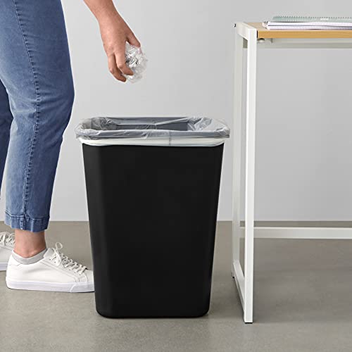Amazon Basics Trash Can, Rectangular Commercial Office Wastebasket, 10 Gallon (Pack Of 1), Black (Previously AmazonCommercial brand)