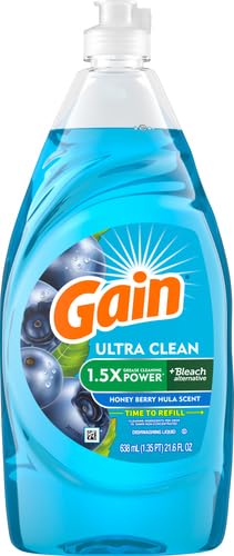 Gain Ultra Bleach Alternative Dishwashing Liquid Dish Soap, Honey Berry Hula, 21.6 fl oz