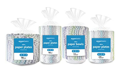 Amazon Basics Ultra Paper Plates, 6.87 Inch, Disposable, 600 Count (2 Pack of 300) (Previously Encore)