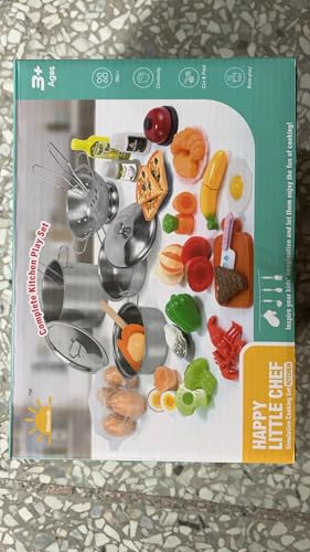 Kids Pretend Play Kitchen Accessories Set, 38Pcs Stainless Steel Play Pots Pans Sets for Kids, Toy Cookware Cooking Utensils Play Food Dish Toddler Kitchen Playset Gifts for Boys Girls