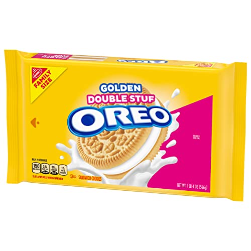 OREO Double Stuf Golden Sandwich Cookies, Family Size, 20 oz