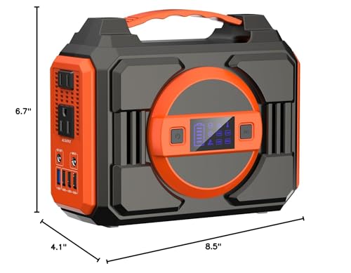 Portable Power Station Bank 300W Rated(600W Peak),220Wh Solar Powered Power Bank with 2 AC Outlet 110V Pure Sine Wave, 60000mAh Power Bank Lithium Battery Pack for Home Outdoor Camping Emergency