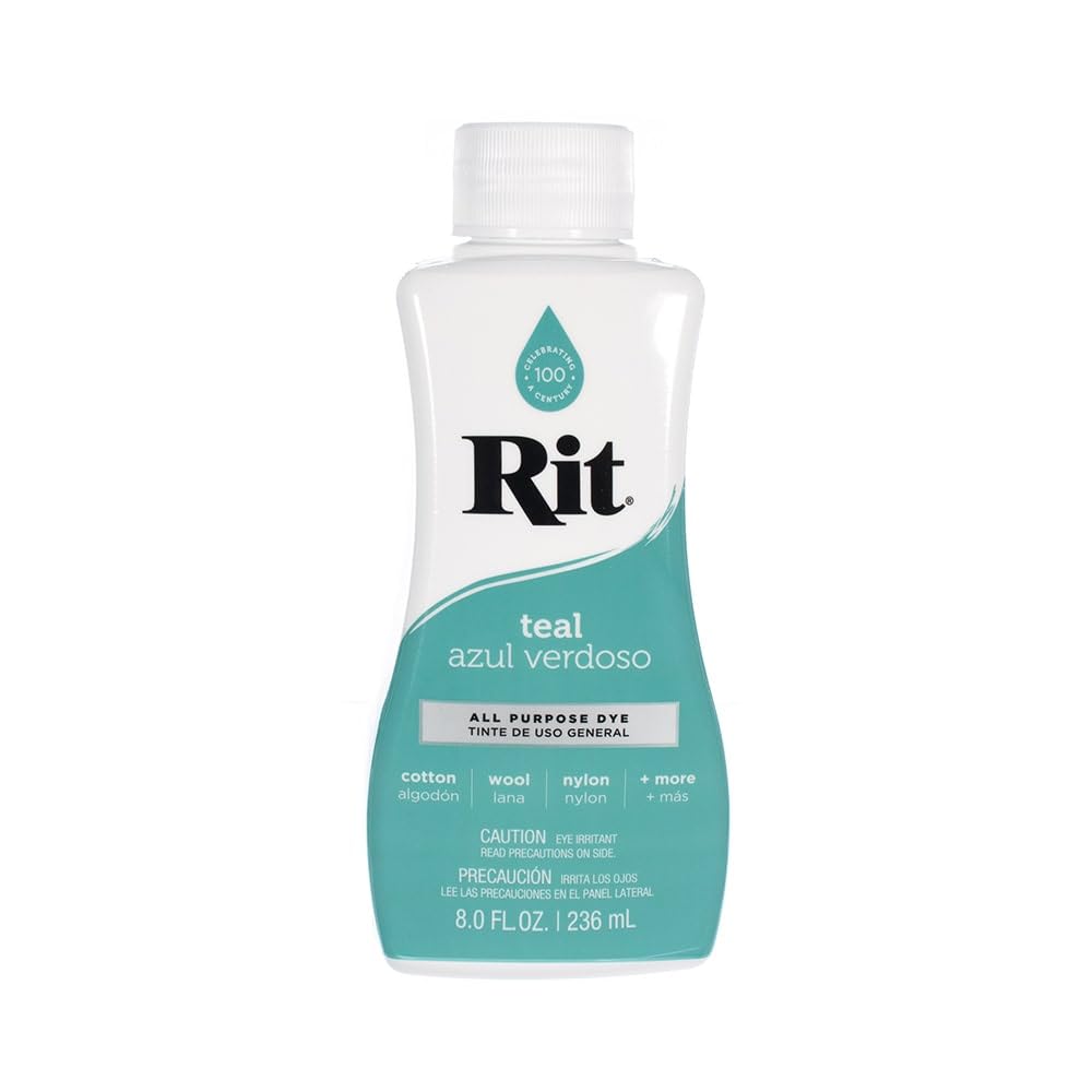 Rit Dye – 8 Oz. Liquid Fabric Dye for Clothing, Décor, and Crafts – Teal (1 Pack)