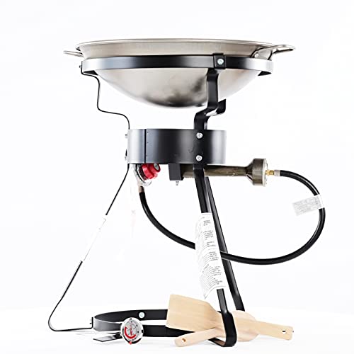 King Kooker 24WC Heavy-Duty 24" Portable Propane Outdoor Cooker with 18" Steel Wok, Black