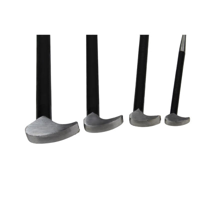 K Tool International 71600 4 Piece Pry Bar Set for Garages, Repair Shops, and DIY, Lady Slipper Style, Heavy Duty Heat Treated Steel, Rolling Head, Organizing Case, Includes Sizes 6", 12", 16", 20"