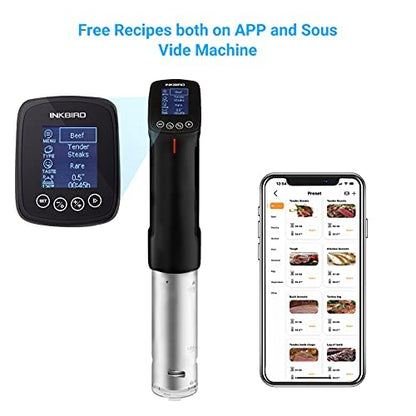 Inkbird WIFI Sous Vide Machine ISV-100W| 1000W Sous-Vide Cooker Immersion Circulator with 14 Preset Recipes on APP and Thermal Immersion, Fast-Heating with Timer (Sous Vide +Vacuum Sealer Machines)