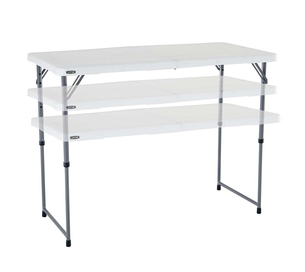 Lifetime Fold-in-Half Adjustable Folding Table, 4 Foot