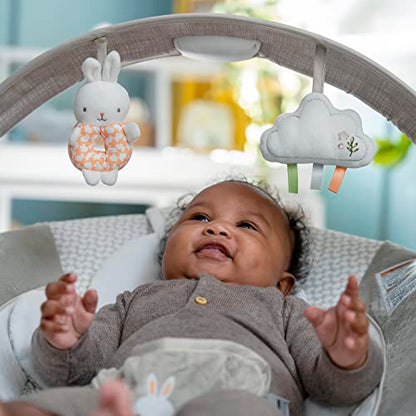 Ingenuity InLighten Baby Bouncer Infant Seat with Light Up -Toy Bar, Vibrations, Tummy Time Pillow & Sounds, 0-6 Months Up to 20 lbs (Twinkle Tails Bunny)