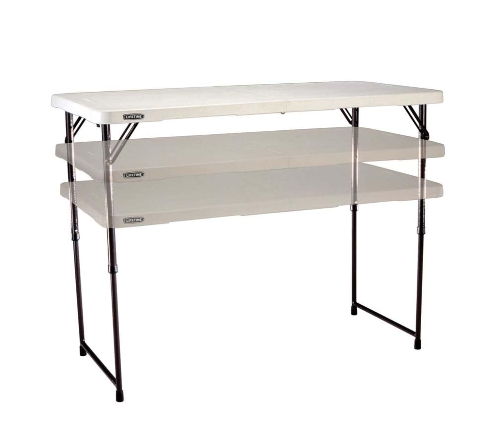 Lifetime Fold-in-Half Adjustable Folding Table, 4 Foot